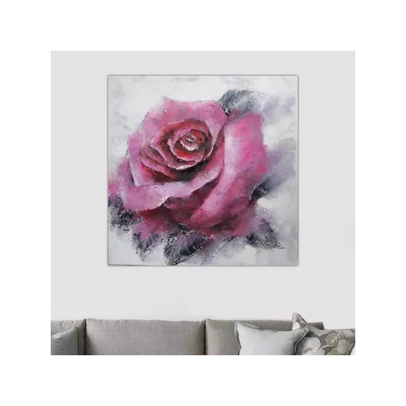 Pittura floreale, rosa evanescente 100 x 100 cm
