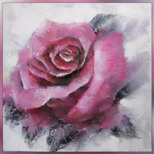 Pittura floreale, rosa evanescente 100 x 100 cm