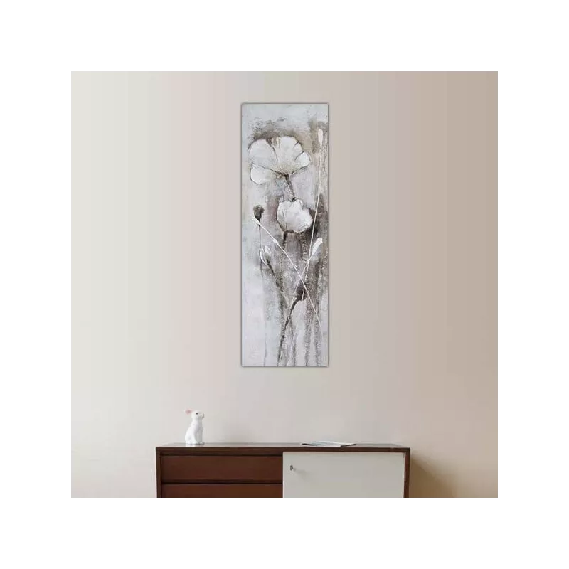 Fiore di campo bianco, pittura 50 x 150 cm