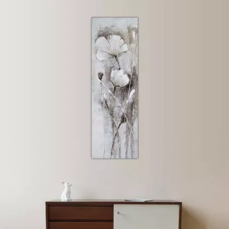 Fiore di campo bianco, pittura 50 x 150 cm