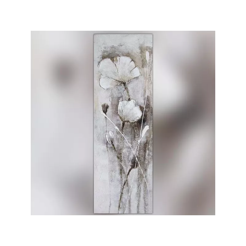 Fiore di campo bianco, pittura 50 x 150 cm