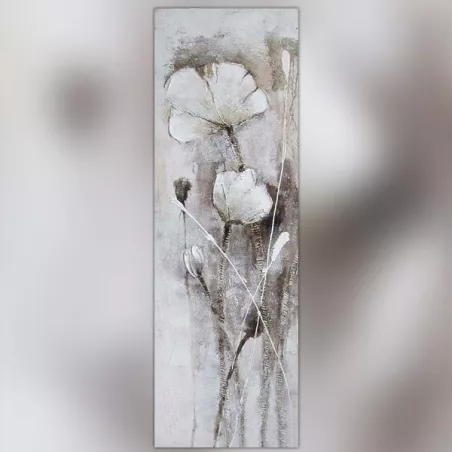 Fiore di campo bianco, pittura 50 x 150 cm