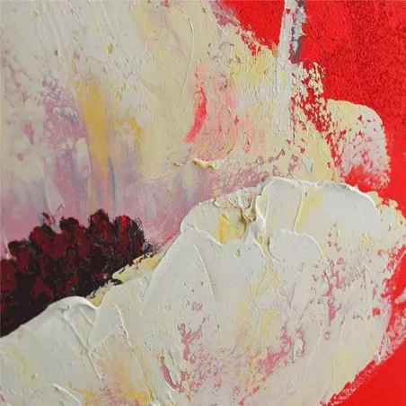 Pittura floreale, quadrato su sfondo rosso
