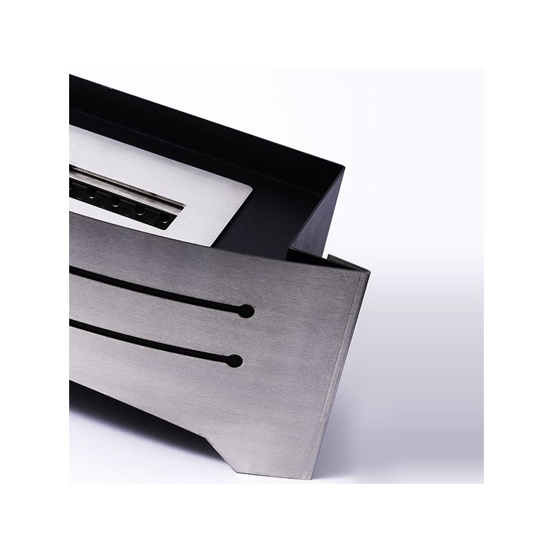 Stufa decorativa senza legno Razor, caminetto a pavimento Colore Acciaio inox spazzolato