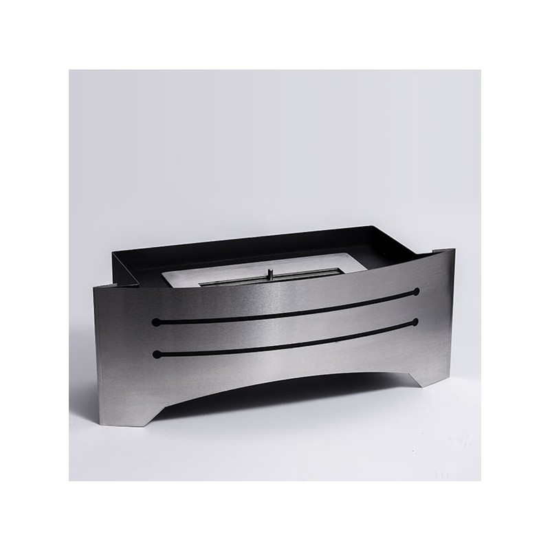 Stufa decorativa senza legno Razor, caminetto a pavimento Colore Acciaio inox spazzolato