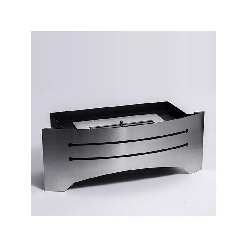 Stufa decorativa senza legno Razor, caminetto a pavimento Colore Acciaio inox spazzolato