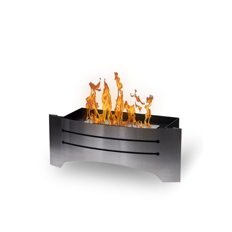 Stufa decorativa senza legno Razor, caminetto a pavimento Colore Acciaio inox spazzolato