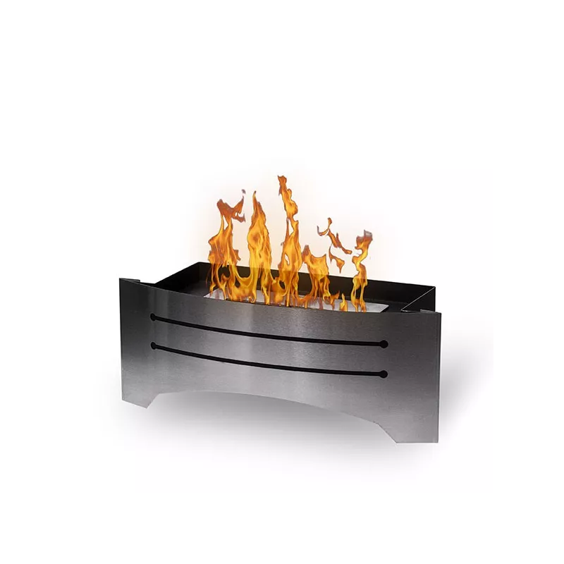 Stufa decorativa senza legno Razor, caminetto a pavimento Colore Acciaio inox spazzolato