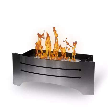 Stufa decorativa senza legno Razor, caminetto a pavimento Colore Acciaio inox spazzolato