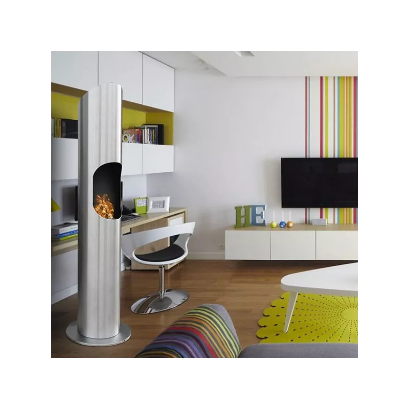 Caminetto cilindrico a etanolo Loft : Wikao Colore Acciaio inox spazzolato