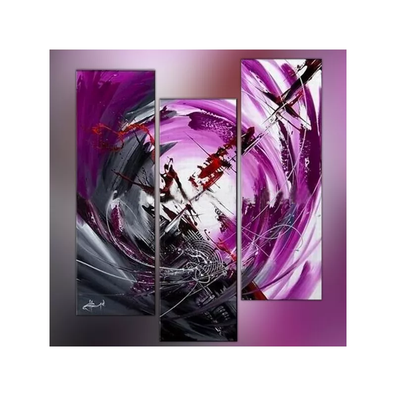 Trittico viola con focus grigio e illustrazione
