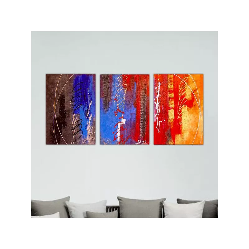 Trittico rosso e marrone 3 pannelli 40x60 cm