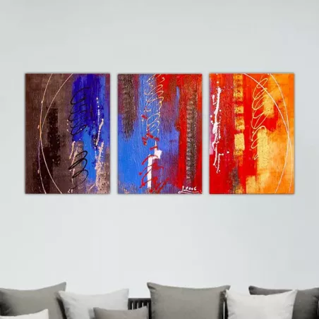 Trittico rosso e marrone 3 pannelli 40x60 cm