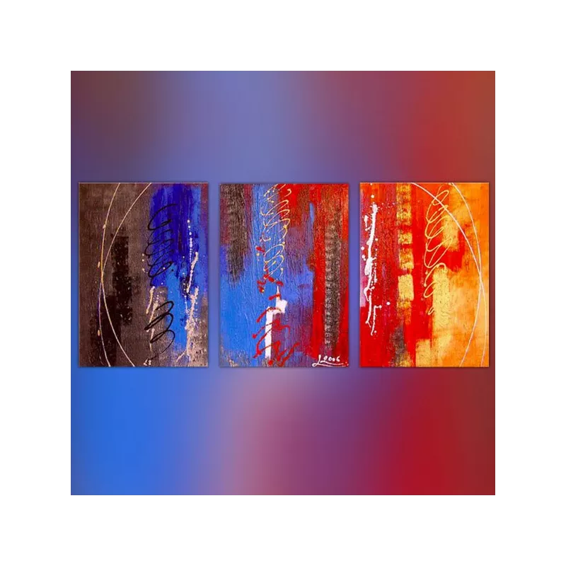 Trittico rosso e marrone 3 pannelli 40x60 cm