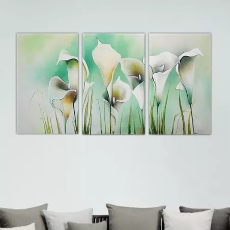 Quadro a tre pannelli con fiori
