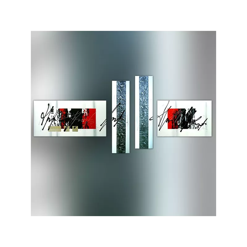 4 pannelli rossi e neri, vernice grafica