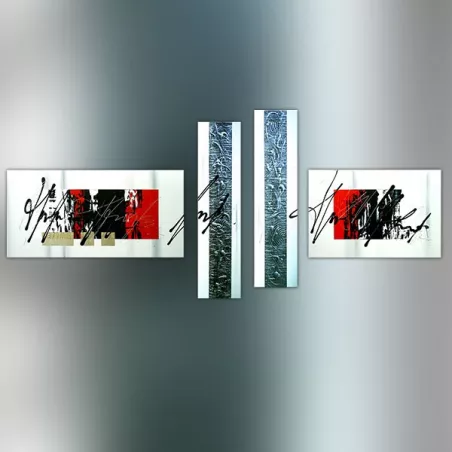 4 pannelli rossi e neri, vernice grafica