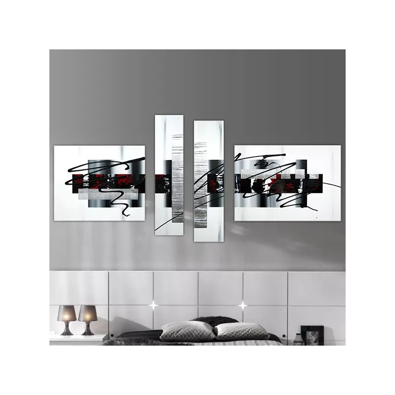 Trittico grafico in nero, rosso e bianco