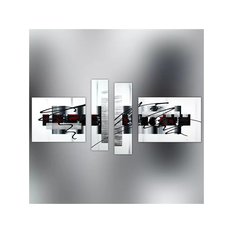 Trittico grafico in nero, rosso e bianco