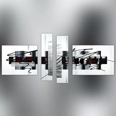 Trittico grafico in nero, rosso e bianco