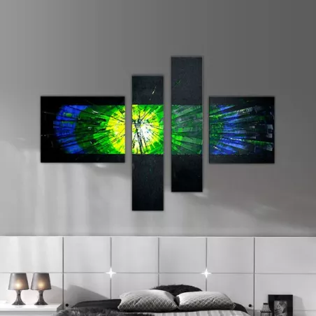 Quadrittico fondo nero, tavola a 4 pannelli a colori
