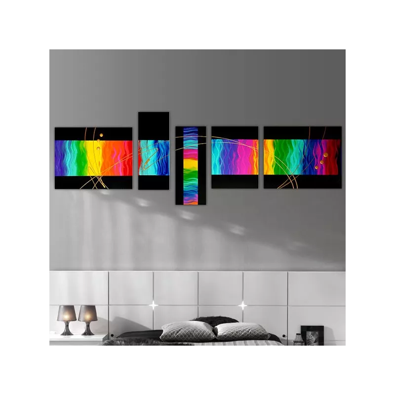 Polittico a 5 pannelli multicolore e nero