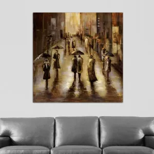 Pittura contemporanea pioggia sulla città 101 x 101