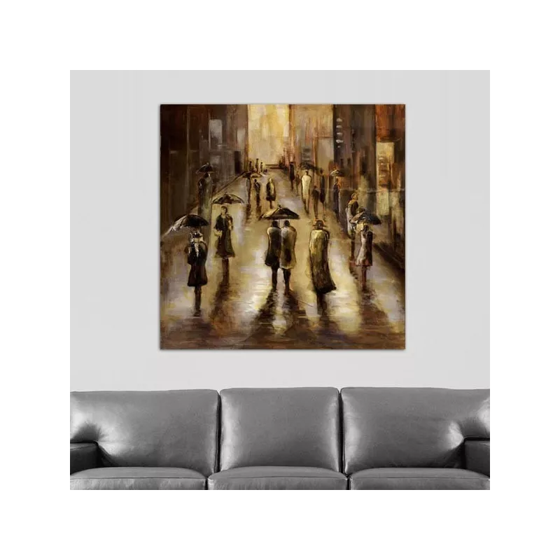 Pittura contemporanea pioggia sulla città 101 x 101