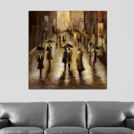 Pittura contemporanea pioggia sulla città 101 x 101