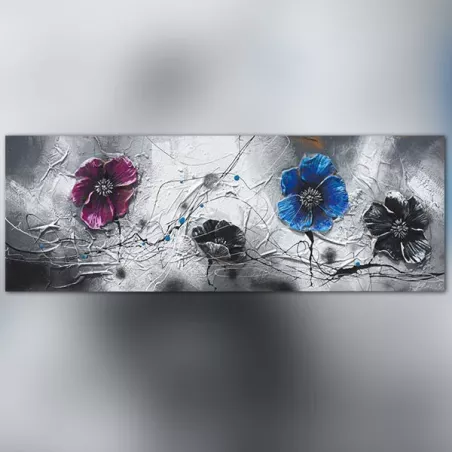 Quadro panoramico di fiori su sfondo nero