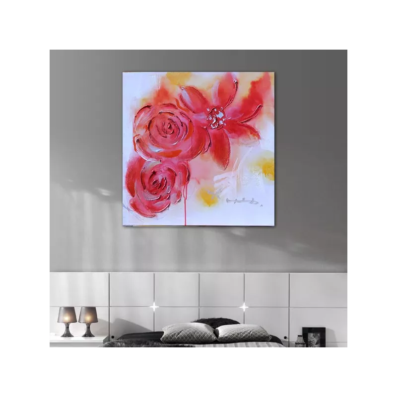 Quadro fiori rossi 60x60 cm