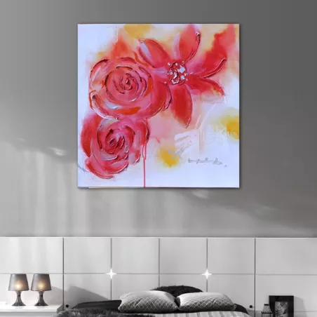Quadro fiori rossi 60x60 cm