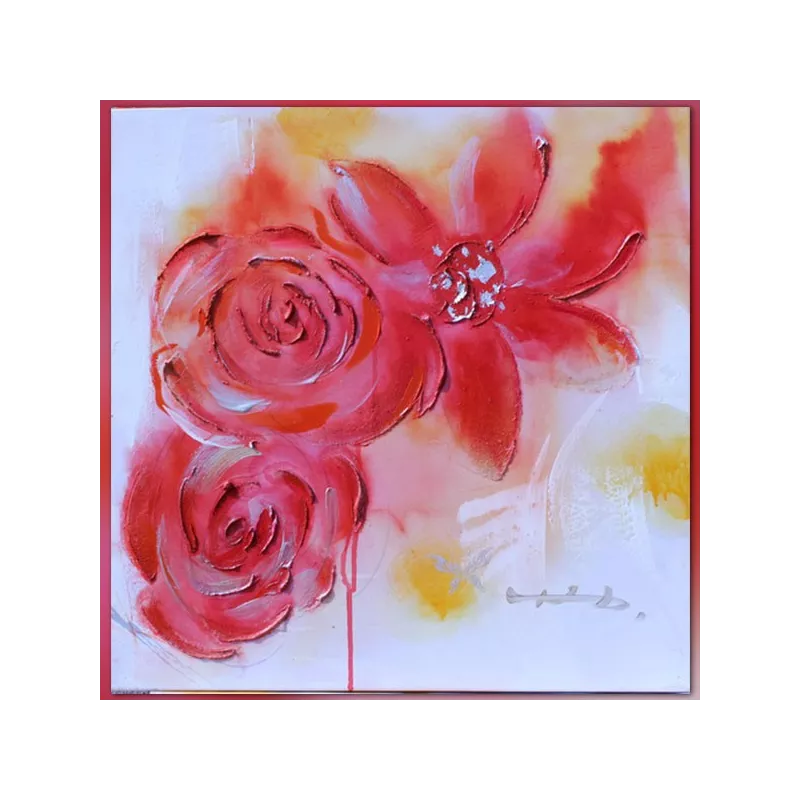 Quadro fiori rossi 60x60 cm