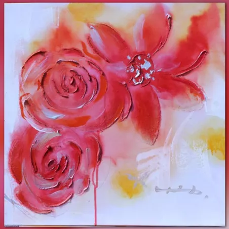 Quadro fiori rossi 60x60 cm