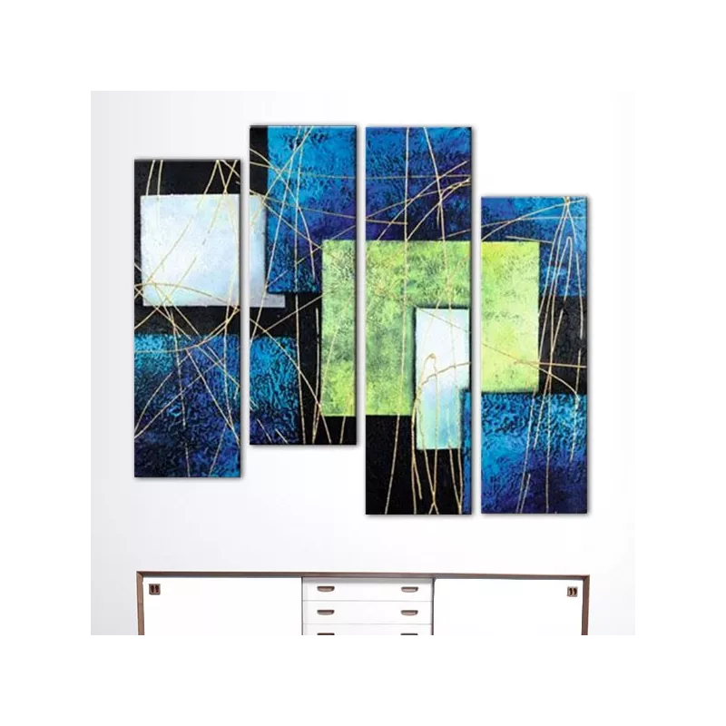 Quadrittico scuro, blu e verde chiaro