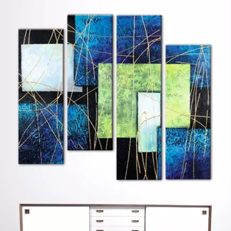 Quadrittico scuro, blu e verde chiaro