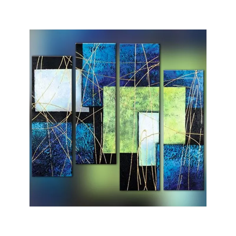 Quadrittico scuro, blu e verde chiaro