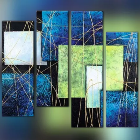 Quadrittico scuro, blu e verde chiaro
