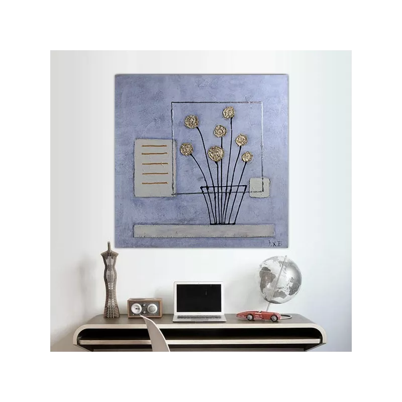 Composizione floreale dorata con finestra, 60x60 cm