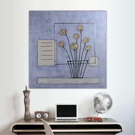 Composizione floreale dorata con finestra, 60x60 cm