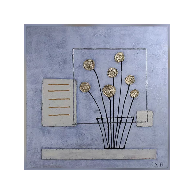 Composizione floreale dorata con finestra, 60x60 cm