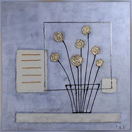 Composizione floreale dorata con finestra, 60x60 cm