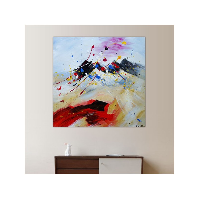 Quadro di montagna, composizione naïf 60x60cm