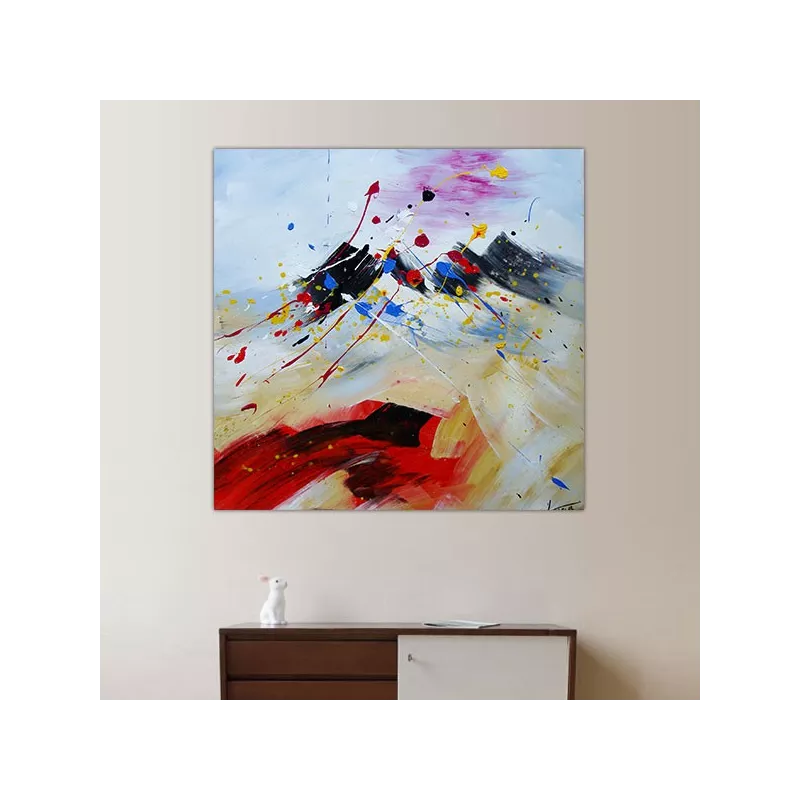 Quadro di montagna, composizione naïf 60x60cm