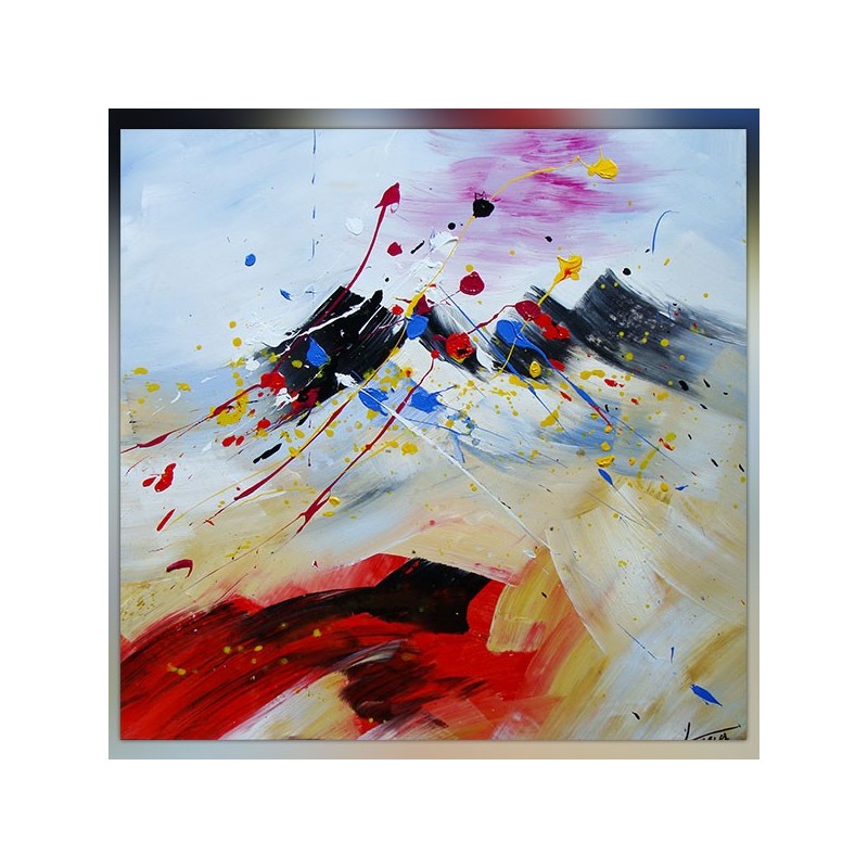 Quadro di montagna, composizione naïf 60x60cm