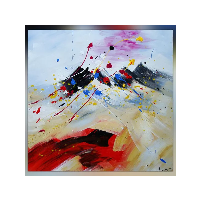 Quadro di montagna, composizione naïf 60x60cm