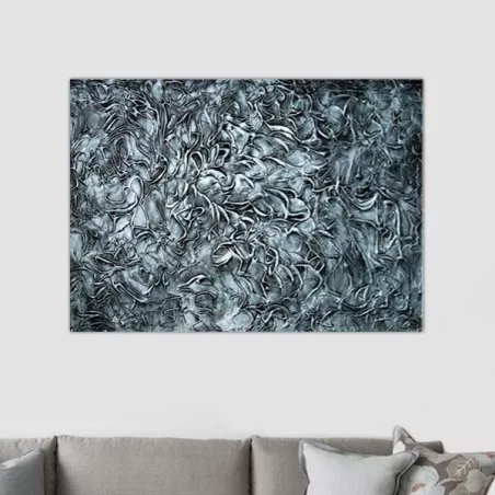 Pittura a rilievo argentata, tela argentata 60x90 cm