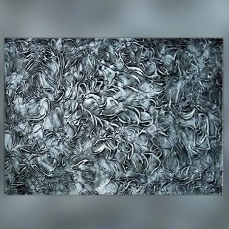 Pittura a rilievo argentata, tela argentata 60x90 cm
