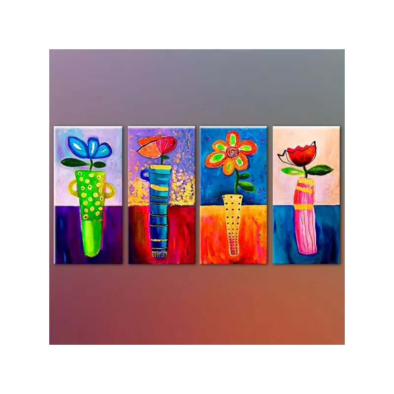 Quadrittico di fiori colorati piantati