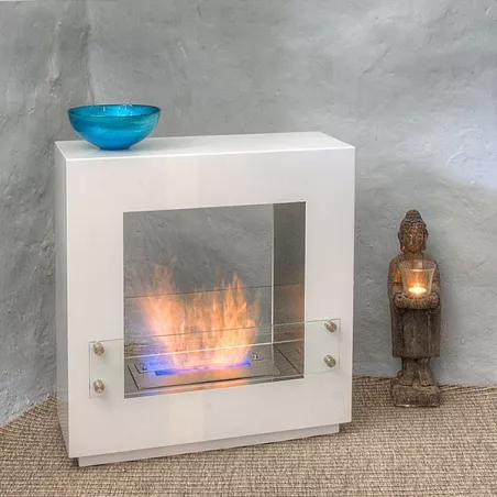 Caminetto quadrato autoportante Quasar 65x65x25 cm Colore Bianco